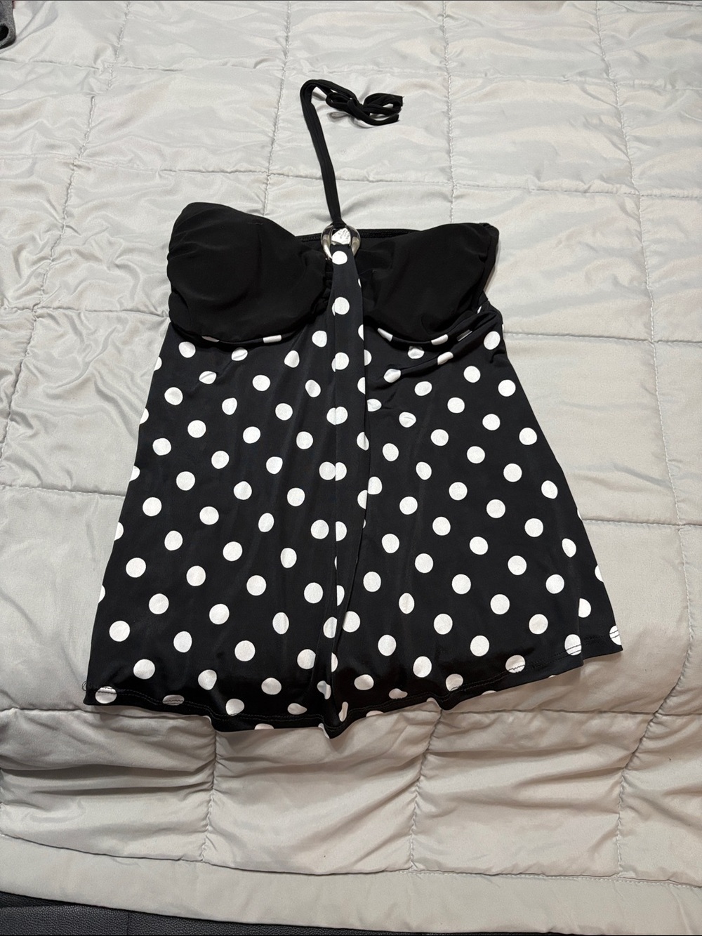 Women's Black Polka Dot Halter Tank Top